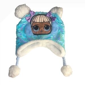 LOL Surprise Sequin Winter Hat Kids Earflap Pom Pom Y2K‎ Cute Kawaii